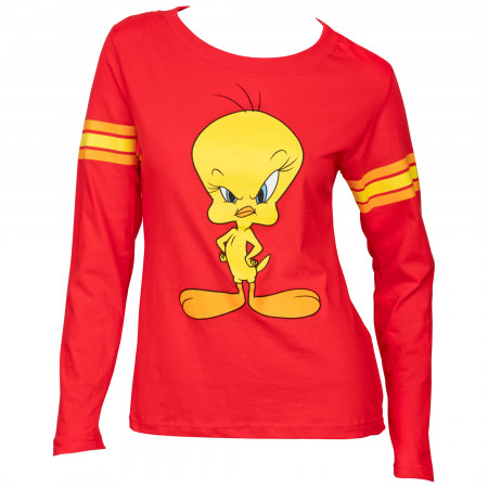Looney Tunes Tweety Bird Frustration Face Juniors Long Sleeve T-Shirt